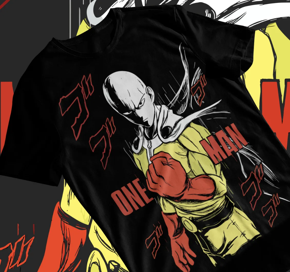 

SAITAMA One Punch Man T-Shirt Anime Manga Gifts Black Short Sleeve Soft Tee