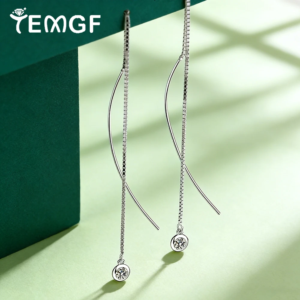 

Женские серьги-капли TEMGF 3 мм с муассанитом и пузырьками из стерлингового серебра S925, длинные серьги-гвоздики с кисточками, ювелирные изделия с сертификацией