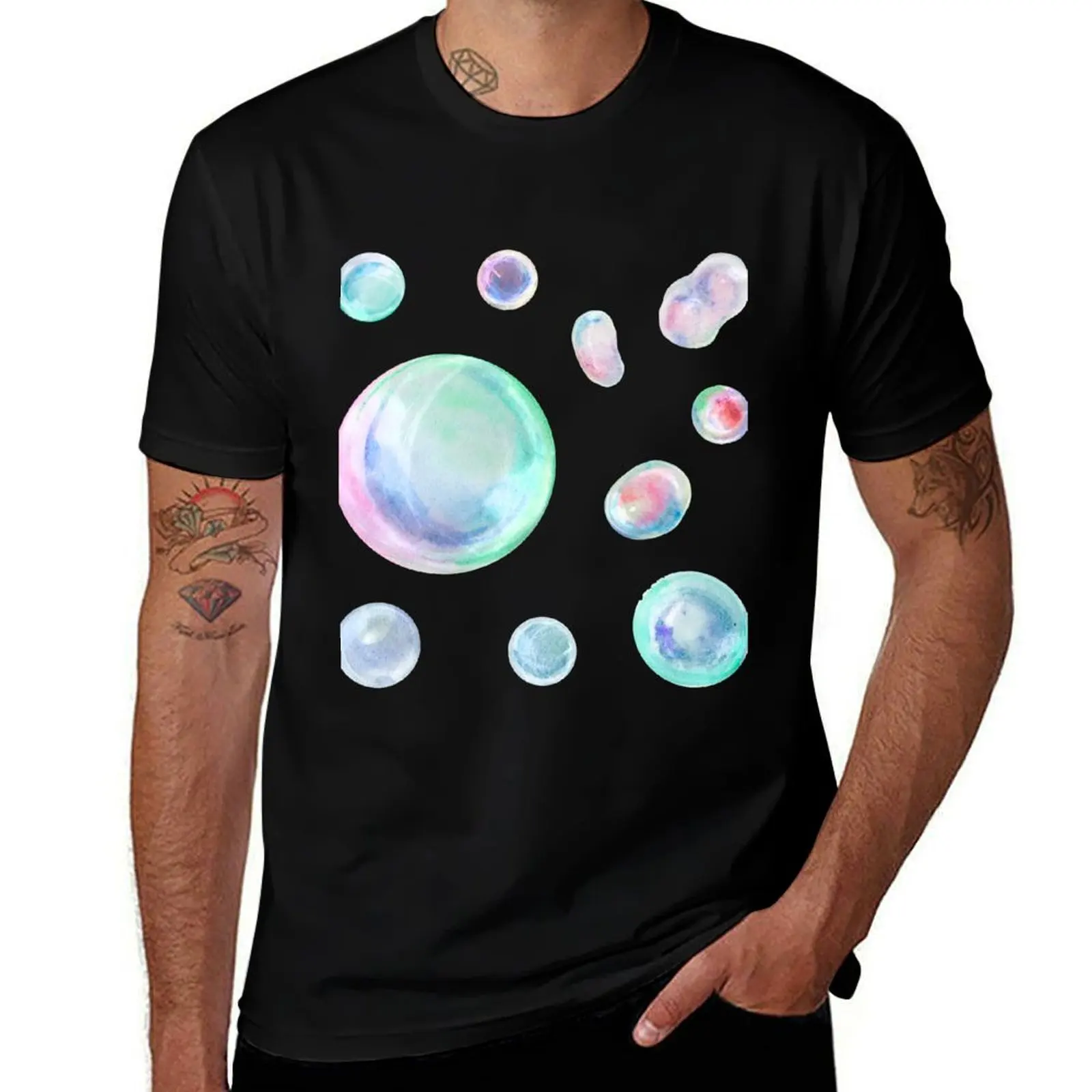 

Watercolor soap bubbles T-Shirt Basic Plain Tee for Spring and Summer
