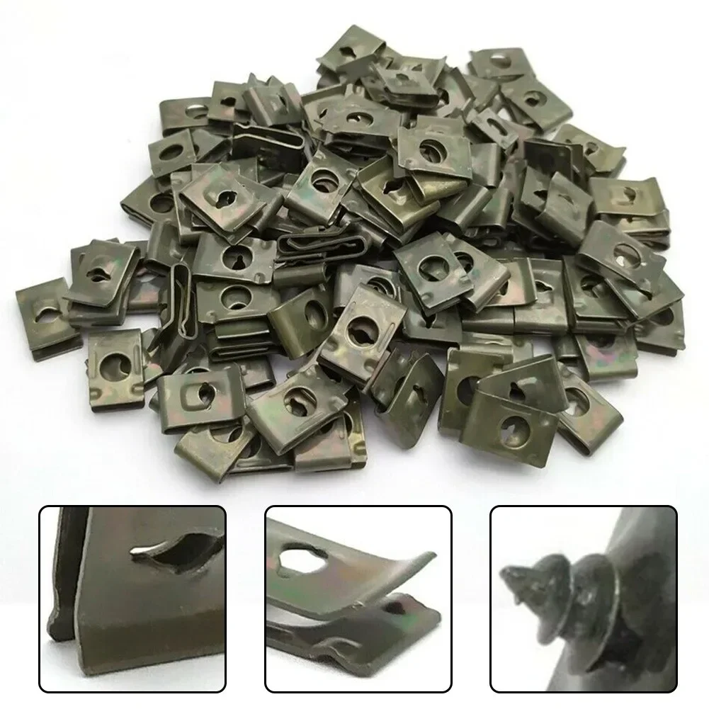 20Pcs Auto Fastener Screw Base U Type J113 Nut Mounting Retainer Clips Car Engine Fender Bumper Guard Plate Clamp