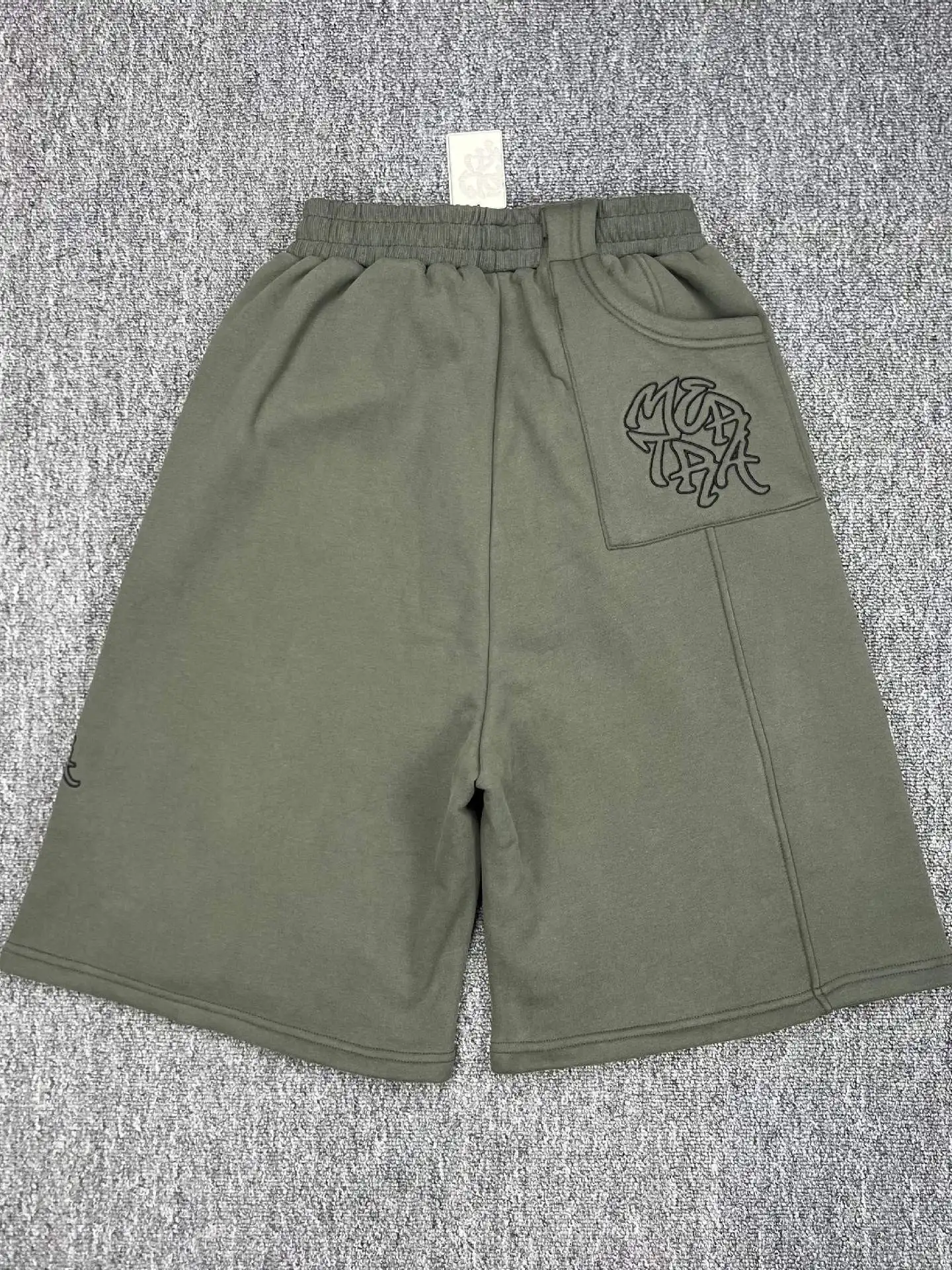 Mertra Embroidered Letter Five-Quarter Drawstring Casual Fleece-Lined Loose Trendy Shorts Cotton Standard Fit Leisure Shorts