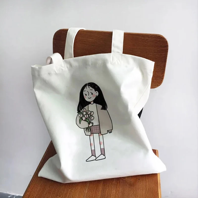 Andeiltech Canvas Tote Bag for Women Aesthetic Girl Power Quotes Shopping Grocery Reusable School with Inner Zipper Girl Gift