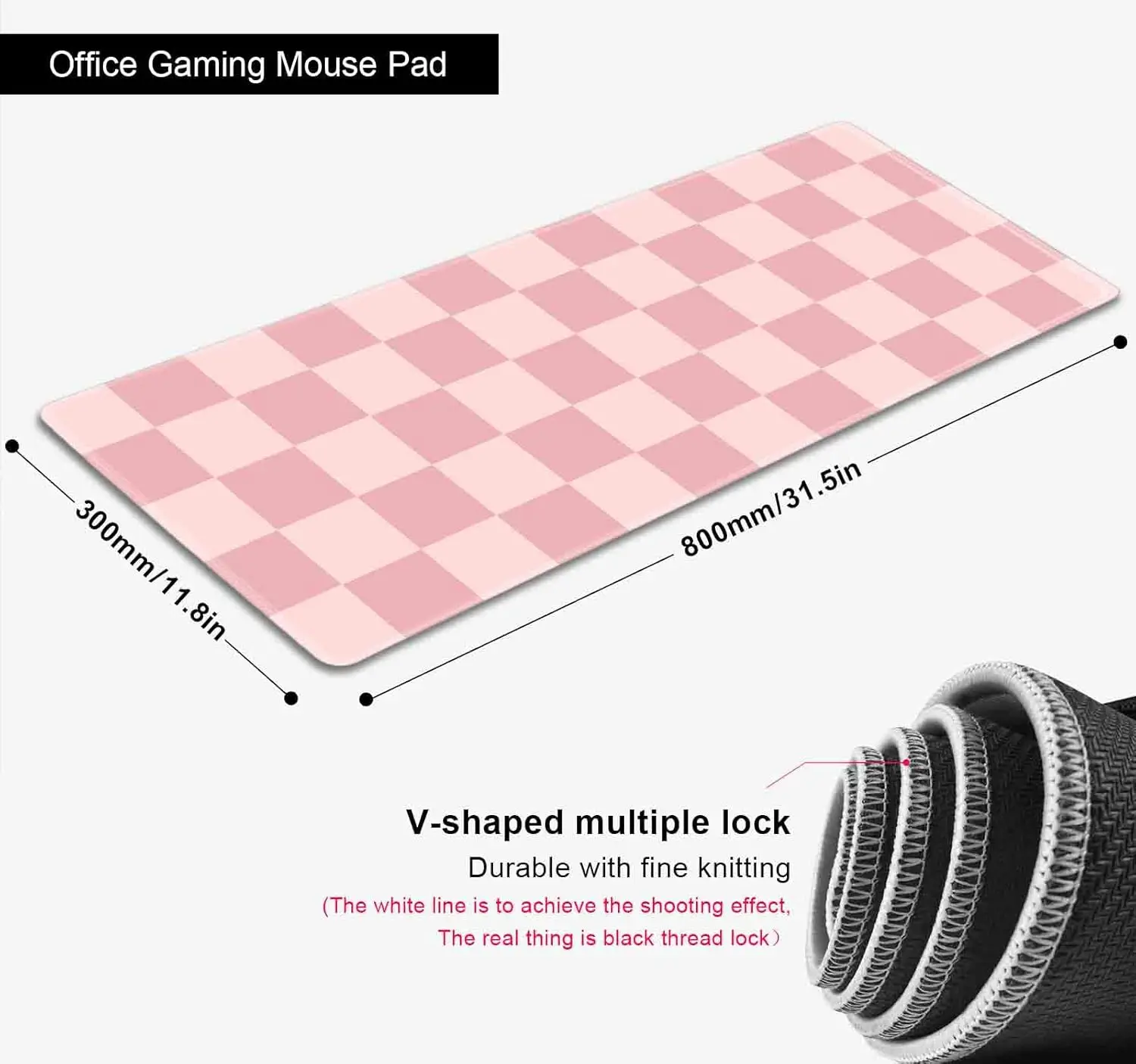 Pastel Pink Checkered  Desk Mat – Non-Slip Rubber Mouse Pad for Gaming, Work & Home Decor