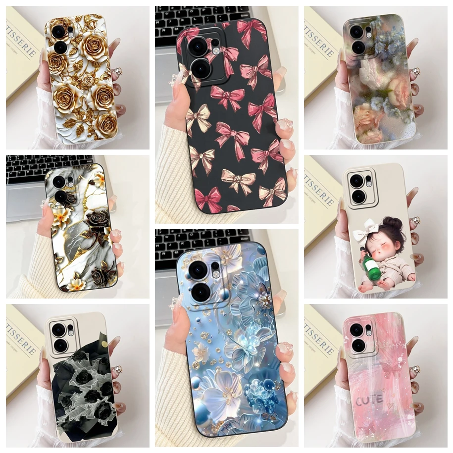For Oppo Reno13 F 5G Case New Fashion Flower Silicone Soft Bumper Cases For Oppo Reno13F 4G Protection Cover Reno 13F 13FS Coque