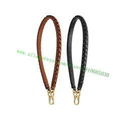 Real Calf Leather Braided Bag Strap For Luxury Designer Women Handbag Lady Bucket Purse Shoulder Carry Black Brown 75cm 110cm