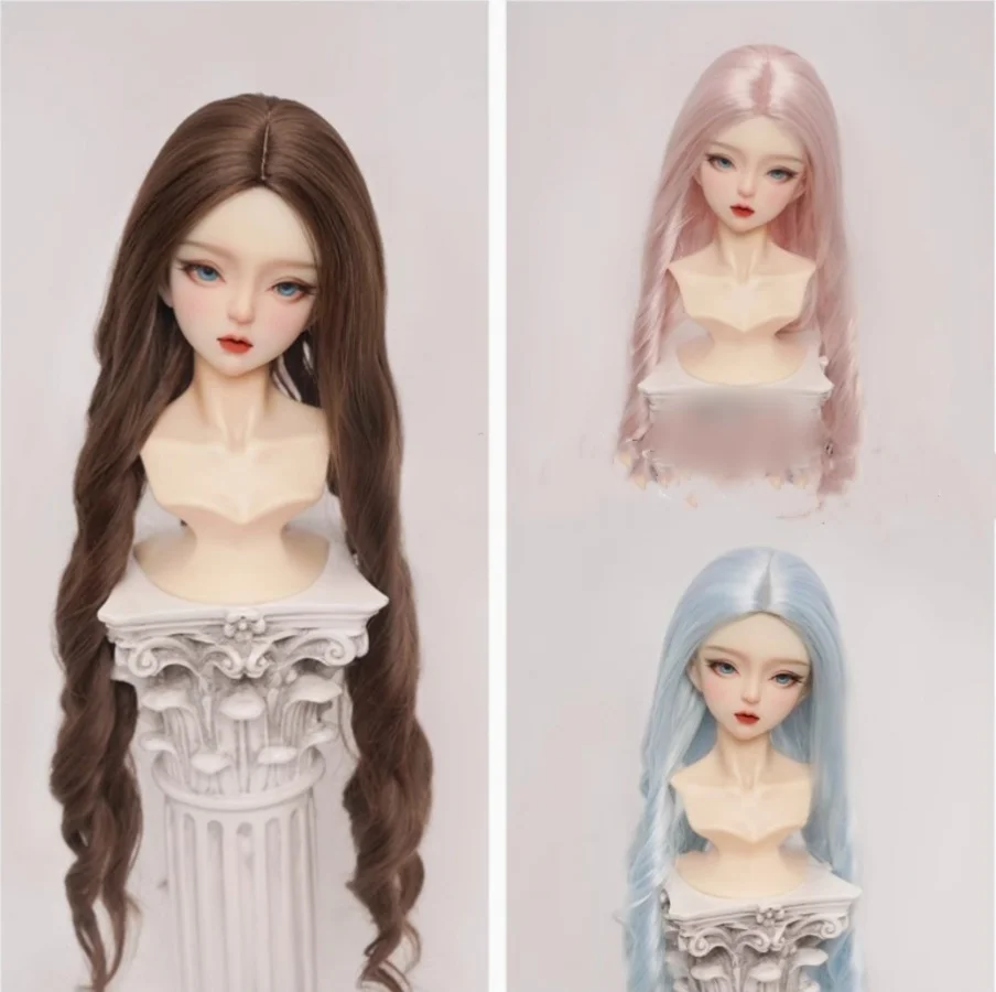 BJD doll wig is suitable for 1/6 1/4 1/3 size soft silk hand hook with large wave doll accessories