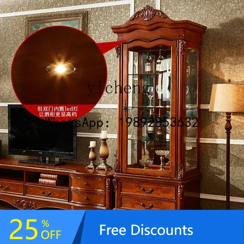

Solid Wood Transparent Glass Display Cabinet High-End Home Wine Storage Cabinet Beside TV home accessories