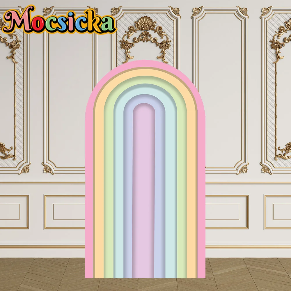 Mocsicka 2-сторонний чехол для арки, сплошной цвет, 3D-стиль, декор, фон для детского душа, арка, стена для маленьких детей, первый день рождения, выпускной вечер