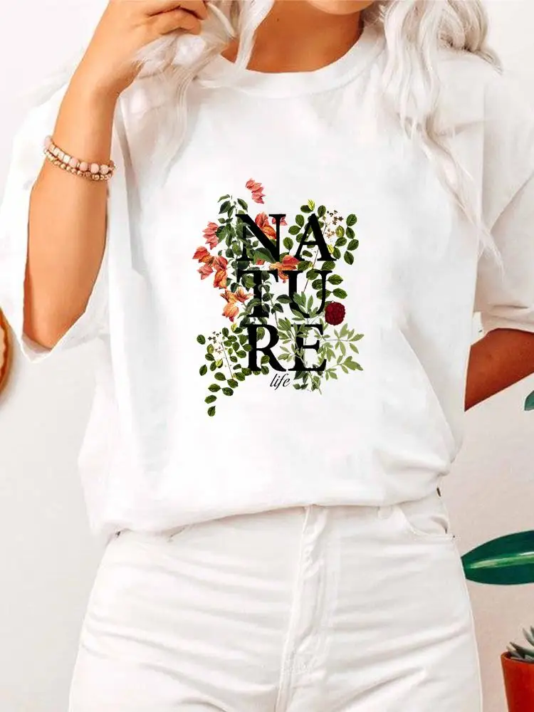 

Plant Letter 90s Trend Tee T Female Fashion Printed Women Clothing Summer Short Sleeve Casual Clothes Graphic T-shirts