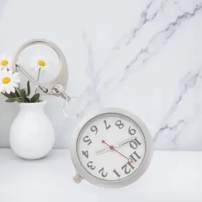 Orologio da tasca con lancette luminose in acciaio inossidabile da appendere per infermiera, per orologio da appendere per infermiera, lavoro ospedaliero, facile da trasportare