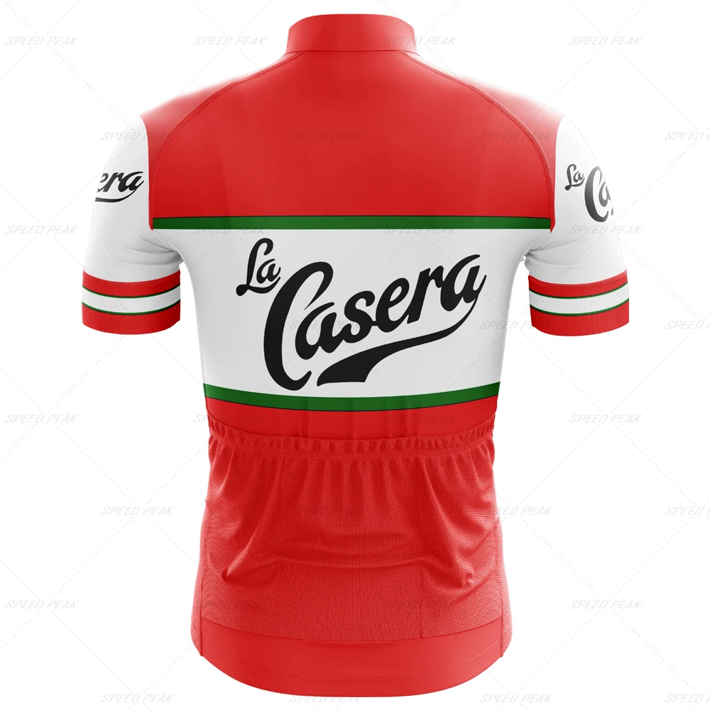 Casera Cycling Jersey Men Set Retro Short Sleeve Bike Clothing Bicycle Red Clothing Summer Sportswear Bib Shorts Triathlon