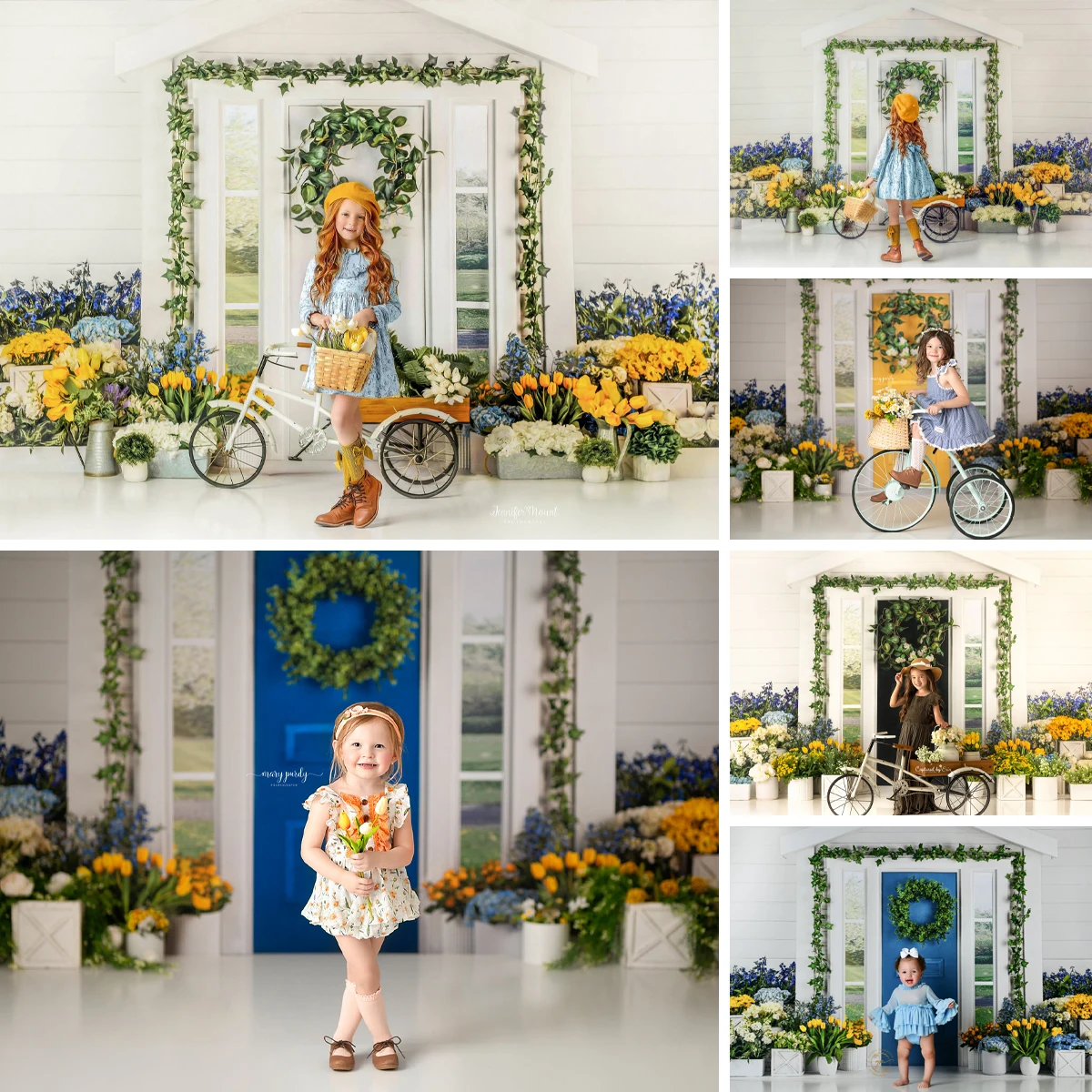 

Easter Farm Backgrounds Adult Family Photography Props Child Baby Decors Wooden Door Spring Floral Garden Photo Studio Backdrop