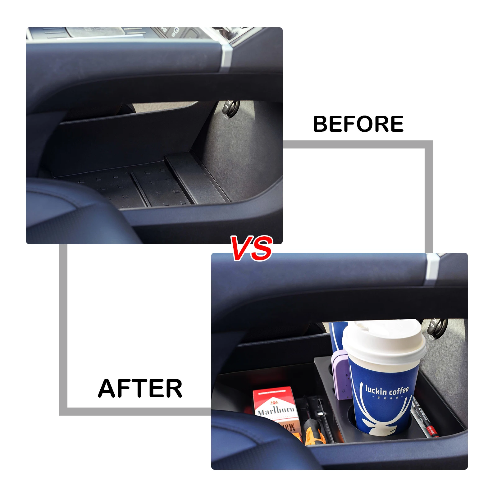 Center Console Cup Holder Lower Tray For 2024 Hyundai Santa Fe Armrest Lower Storage Box ABS Car Storage Organizer Accessories