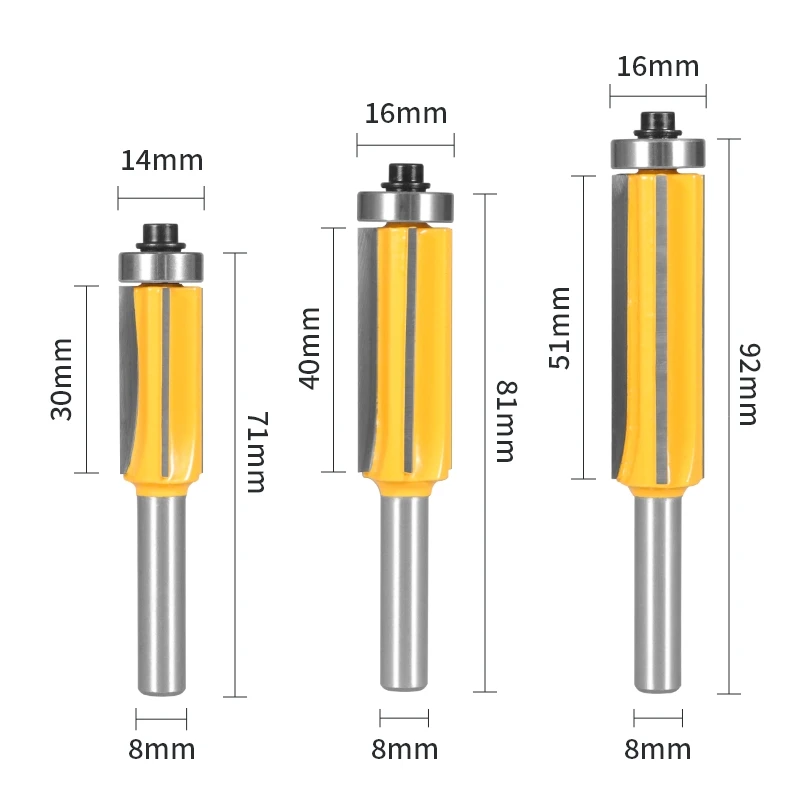 8mm Shank Z4 Flush Trim Router Bit With 4 Blade Woodworking MIlling Cutter For Wood BIT