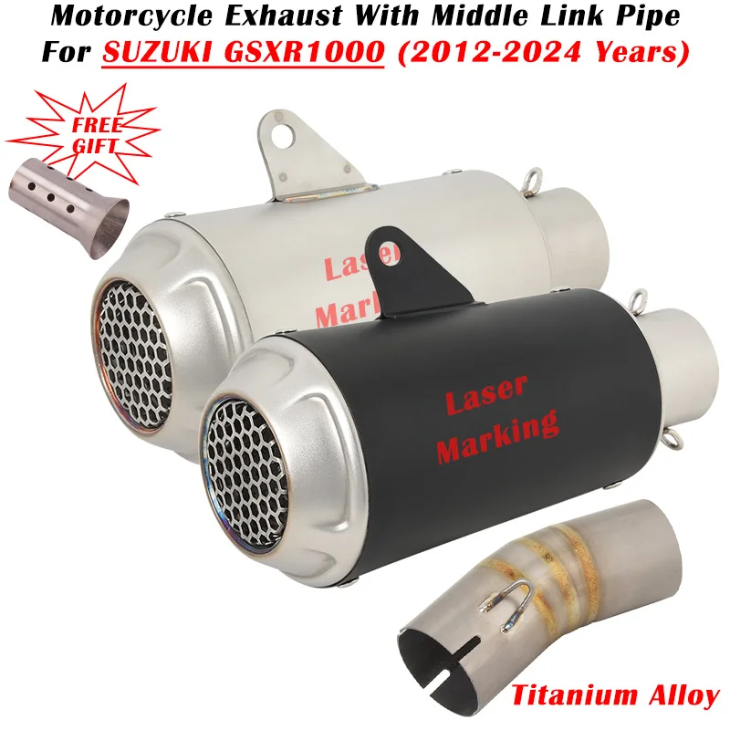 

For SUZUKI GSXR1000 GSX R1000 GSXR 1000 2013 - 2022 2023 2024 Motorcycle Exhaust Escape Modified Muffler With Middle Link Pipe