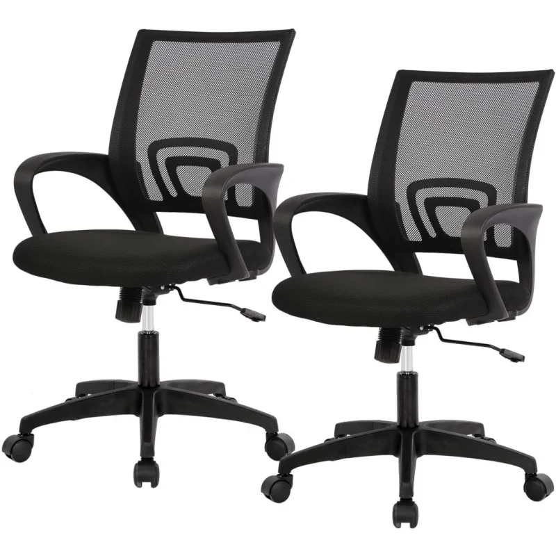 

Ergonomic Office Chair | Mid-Back Swivel Desk Chair | Breathable Backrest & Lumbar Support | Adjustable Height | Sponge Seat |