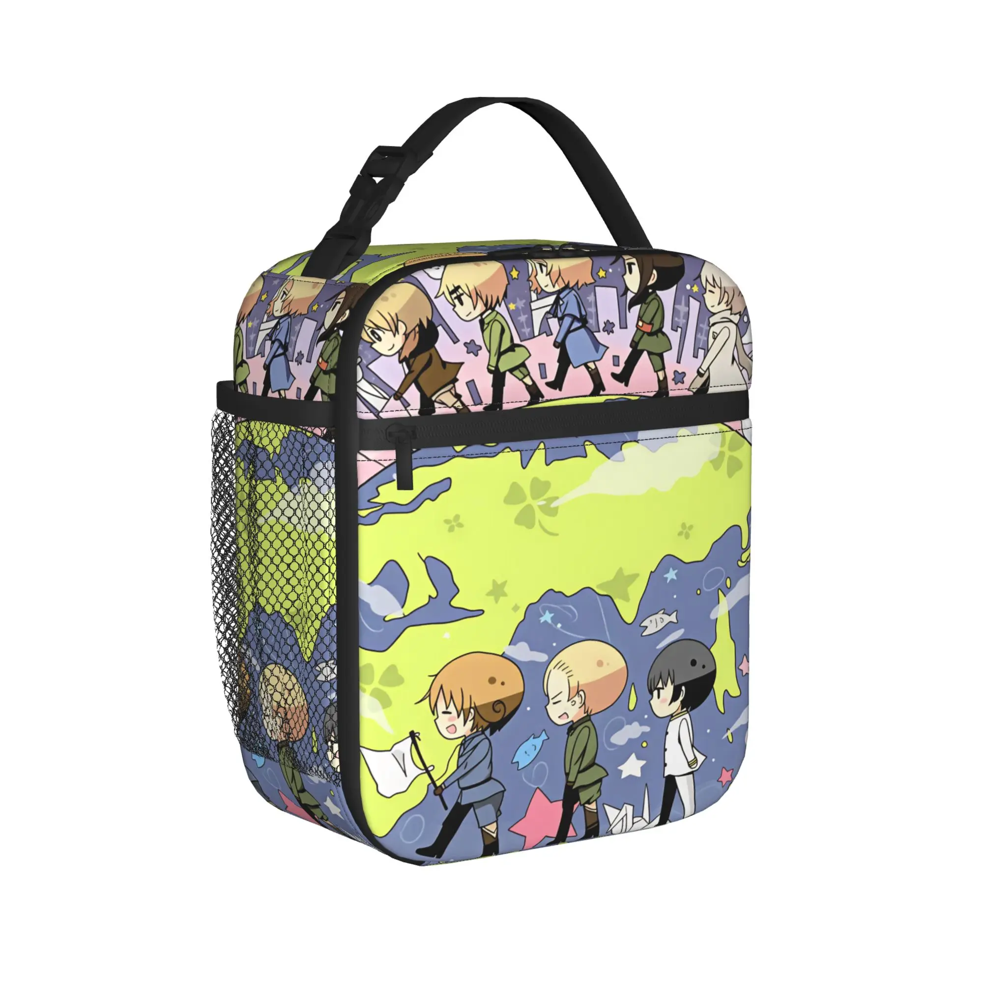 Hetalias Axis Powers Lunch Bag  Cute Lunch Box Office Portable Tote Food Bags For Unisex Oxford Print Cooler Bag