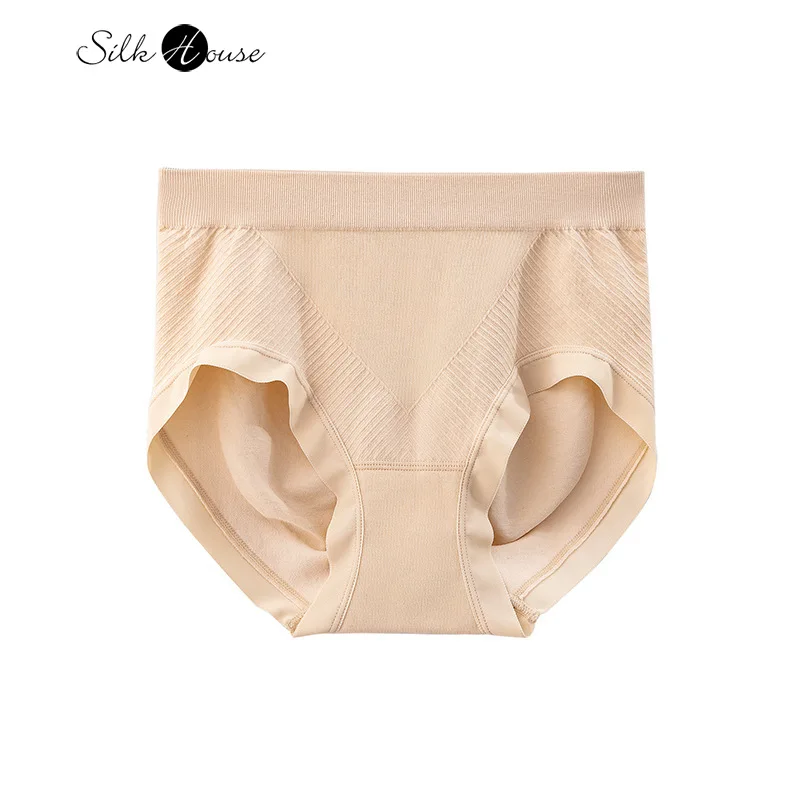 Women's Sexy New Product 100% Silk Crotch Cotton Mozhong Waist Triangle Pants Girls' Silk Underwear Seamless Anti Pinch Hip