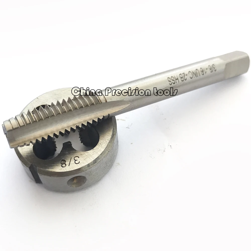 2PCS Unified thread plug tap and die set UNC3/8 UNC 3/8 -16 UNF 3/8-20 Round dies taps sets UNS 3/8-40 3/8-24 3/8-28 3/8-32