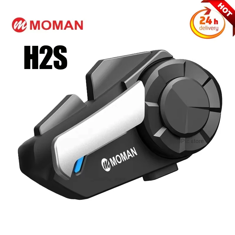 Moman H2S Motorcycle Intercom, Carbon Helmet Headset Wireless Communication System to 1000M with DSP&CVC Noise Cancellation