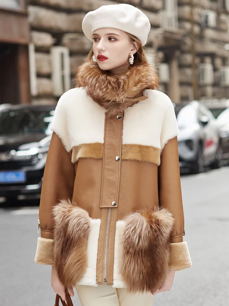 High Patty New Quality Sheep Fur Integrated Women\'s Coat Golden Island Hair Casual Fashion Fur Coat Winter