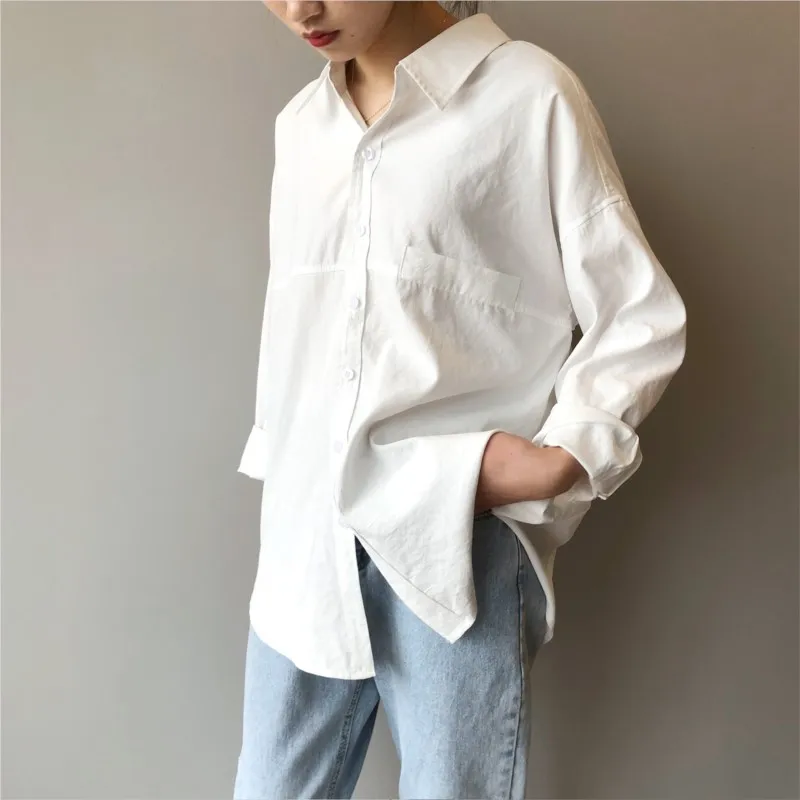 

Casual Loose Shirt For Women 2025 New Spring Summer Fashion Oversized Long Sleeve Single Breasted Shirts Office Lady Chic Blouse