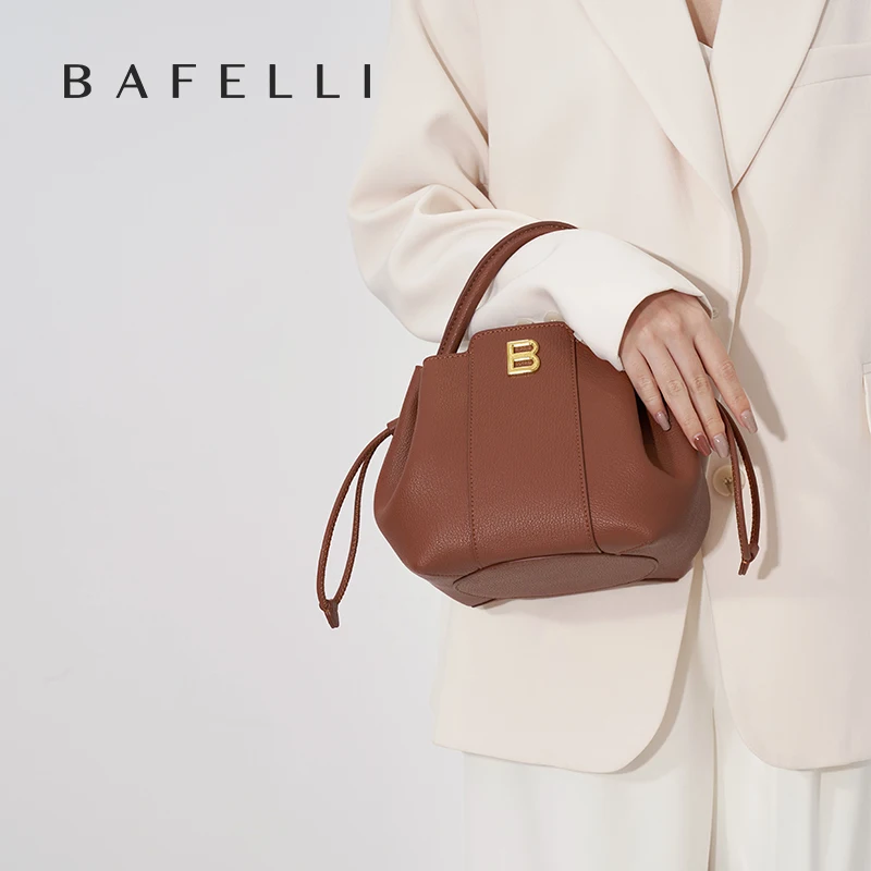 BAFELLI 2023 WOMEN'S HANDBAG BUCKET BAG FASHION LEATHER STYLISH SHOULDER LUXURY BRAND FEMALE DESIGNER PURSE CLASSIC