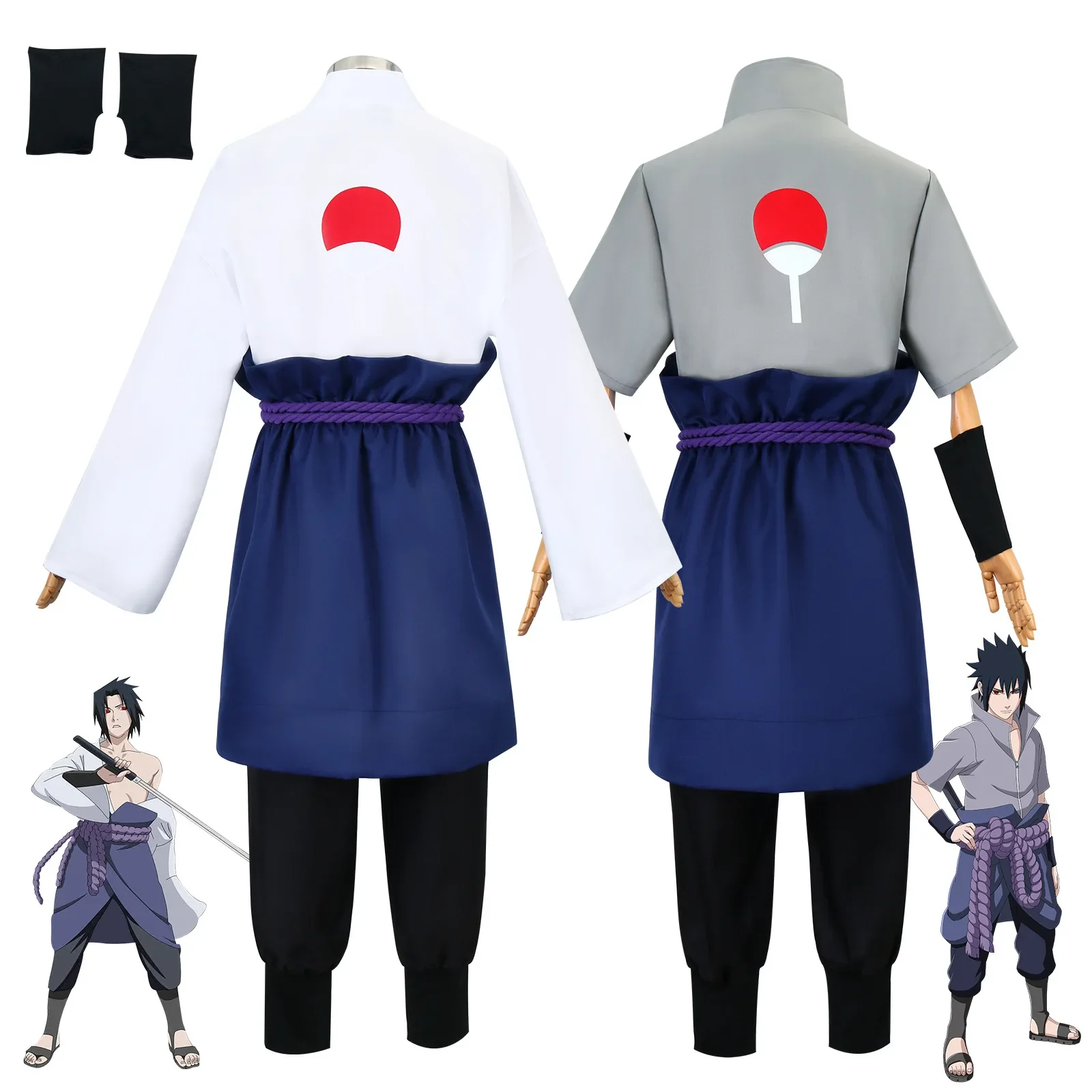 Uchiha Sasuke Cosplay Costume Wig Anime Suit Halloween Comic Clothes Outfit for Adult Men Elder Boys Anime Sasuke Cosplay Suit