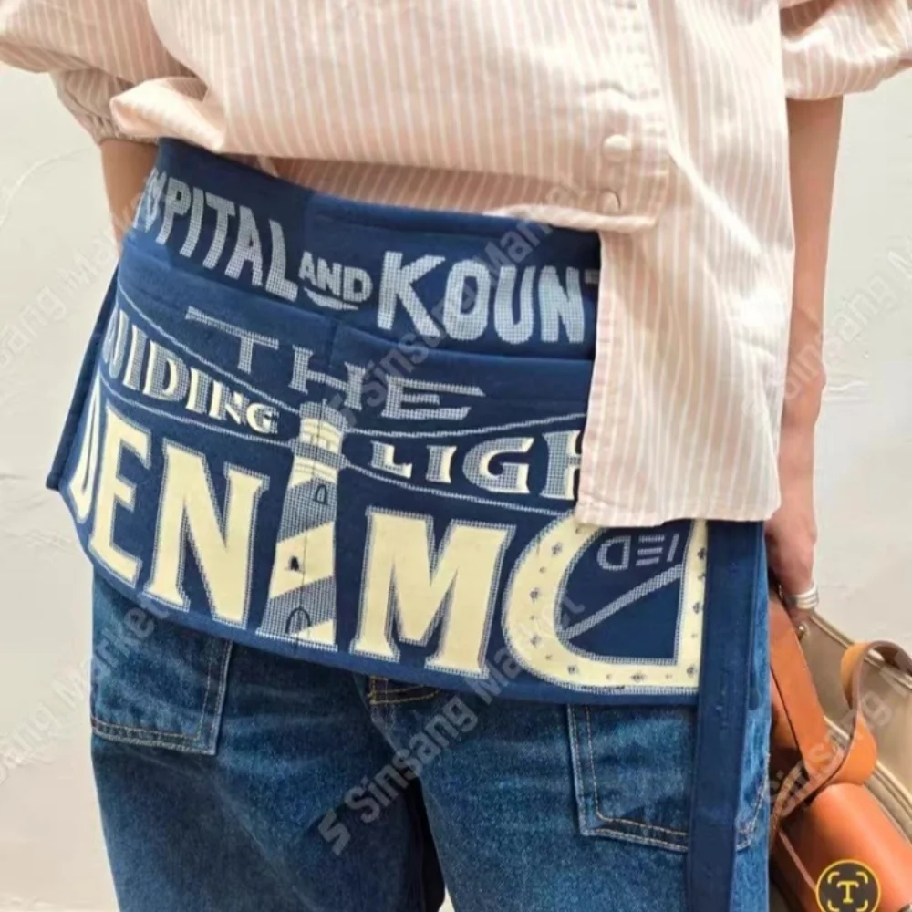 Retro Lighthouse Graphic Canvas Waist Bag Adjustable Waistband Large Pocket Multi‑Wear Apron Women Travel Decorative Accessories