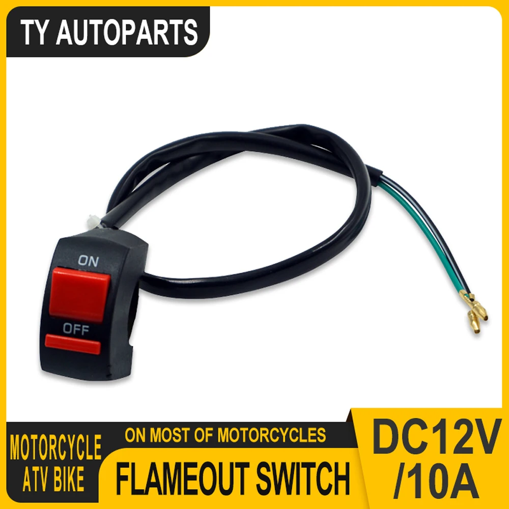 Universal Motorcycle Handlebar Flameout Switch ON OFF Button for Moto Motor ATV Bike DC12V/10A Black