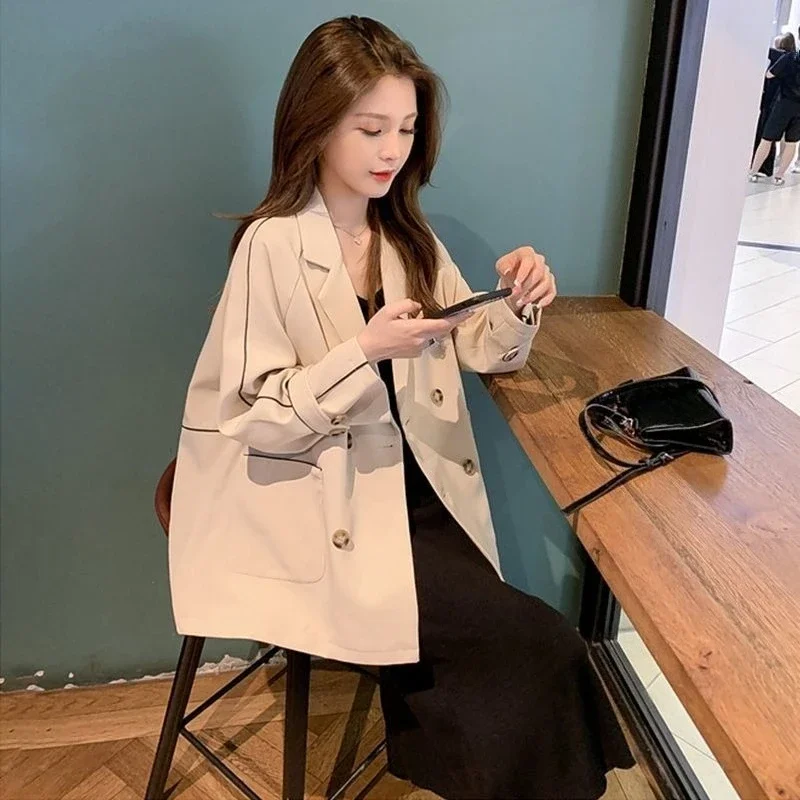 New Arrival Design Sense Color Block Casual Suit Jacket Women Chic Top