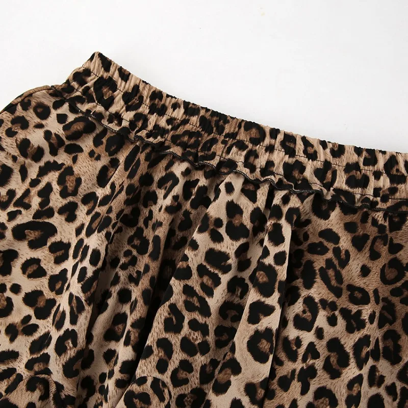 2024 Autumn New Fashion Retro High Waist Leopard Printed Mini Skirt for Female Clothes Women\'s Design Asymmetric A-line Skirts