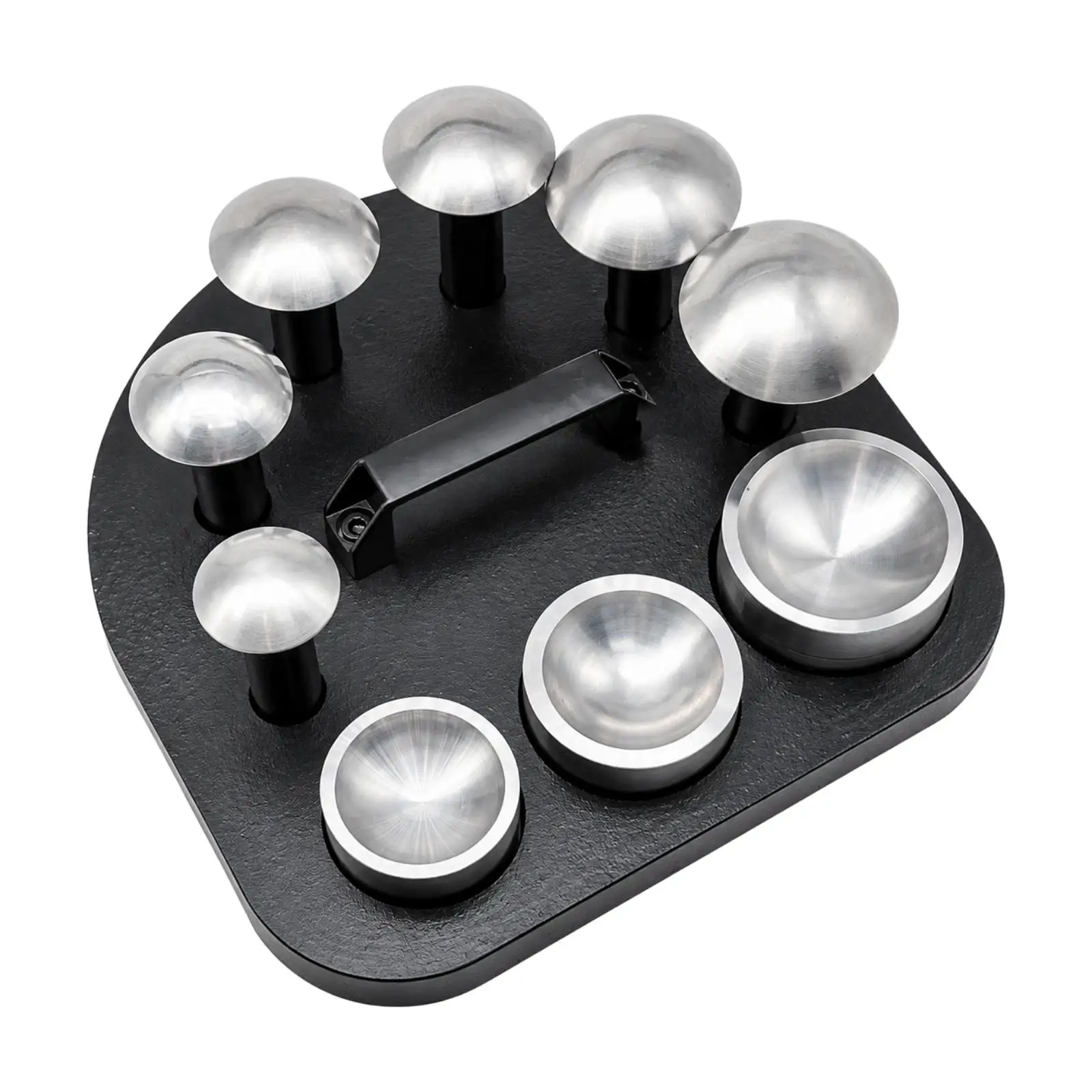 9 Pieces Metal Forming Anvil Kit with Iron Base Plate Jewelry Forming Anvil Kit Heavy-Duty Doming Punch and Die Set for