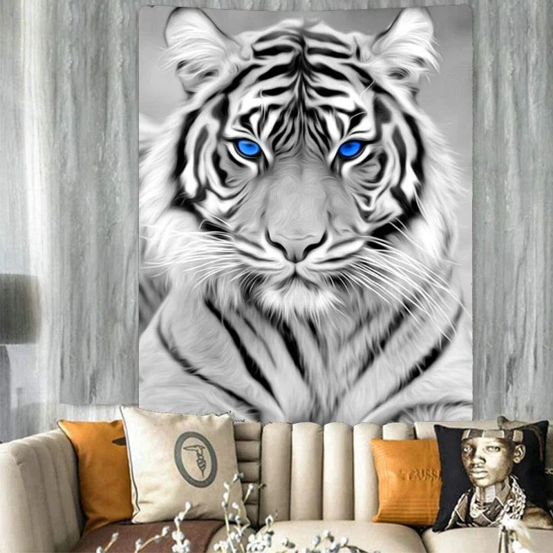 Cool Tiger The King of The Forest Tapestry Animal Wall Hanging Dormitory Client Room Wall Art Home Room Living Room Decorations