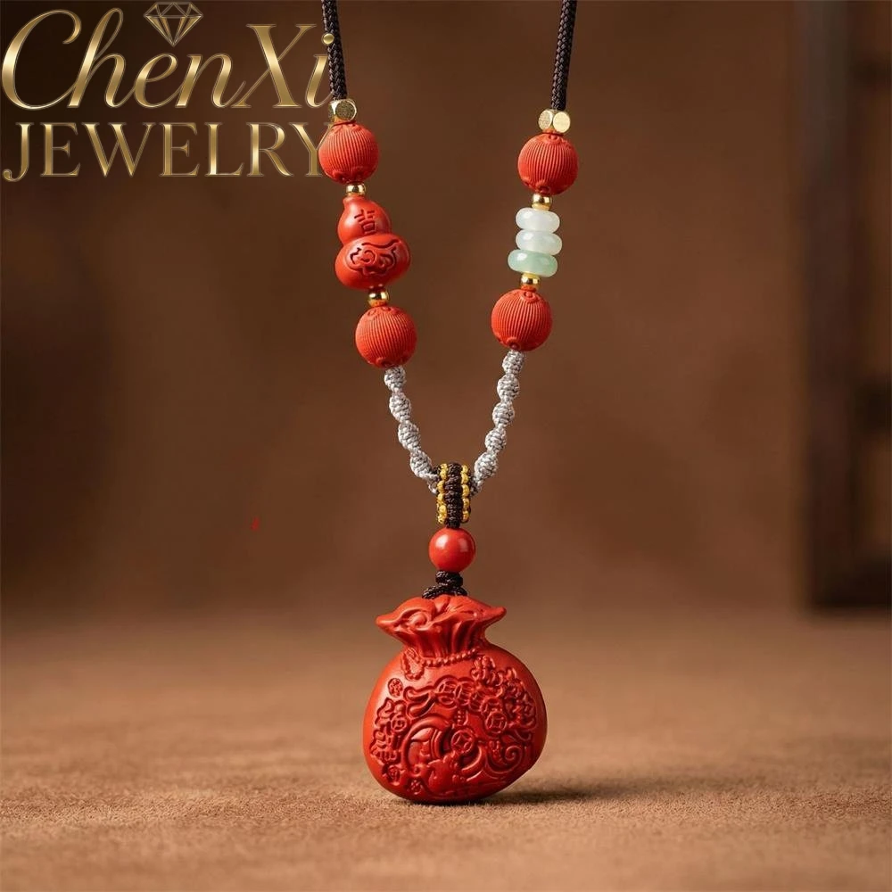 

High-End Cinnabar Treasure Bag Pendant Luxury Quality Fashion Fine Jewelry Exquisite Elegant Popular Amulets And Mascots Gift