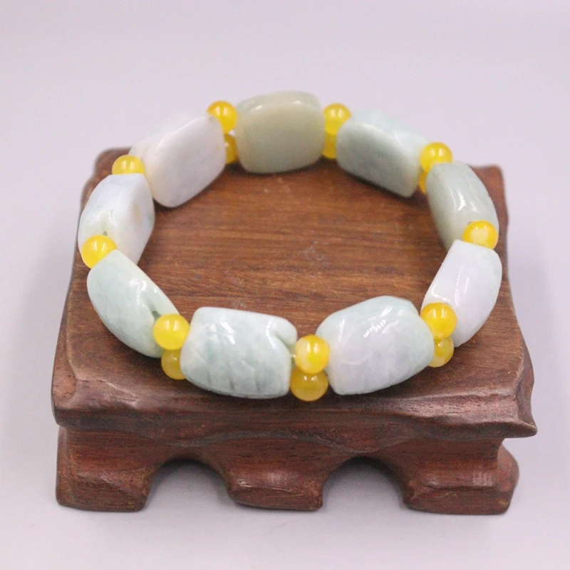 

Natural Grade A Jade Jadeite Men Women Lucky Yellow Round Turtle Shell Beads Bracelet