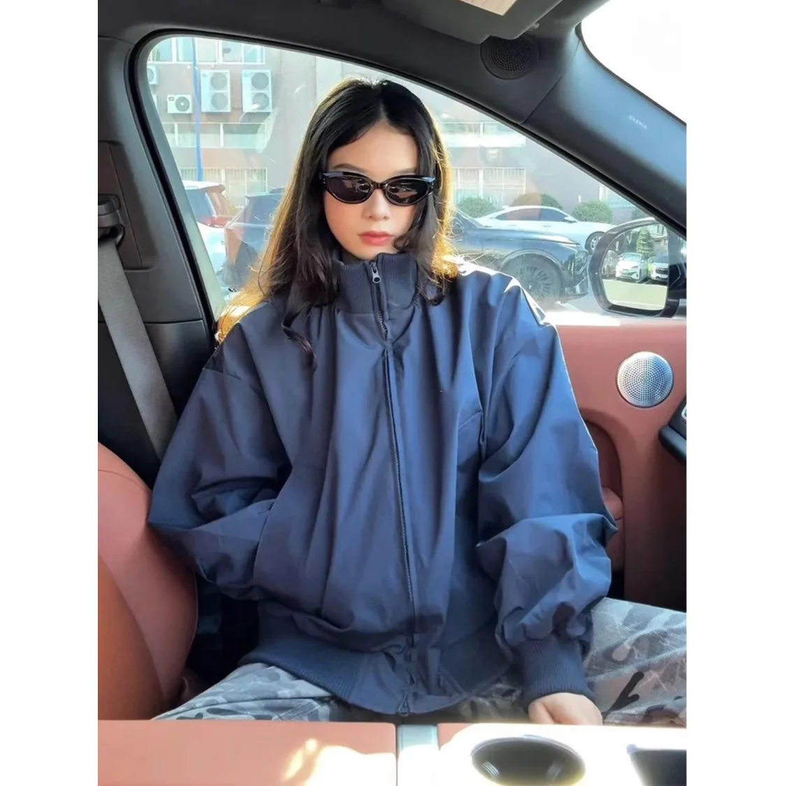 

Retro American Flight Jaet ort Baseball Sle Outerwear for Men And Women in Autumn Sli Polyester Fiber Warmth