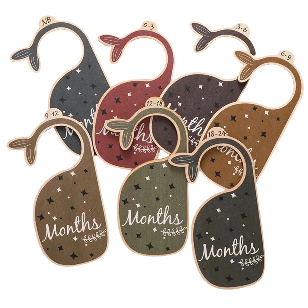 

7 Pcs Whale Separation Cards Baby Clothes Size Dividers Wooden Closet Organizers Wardrobe Infant Nursery