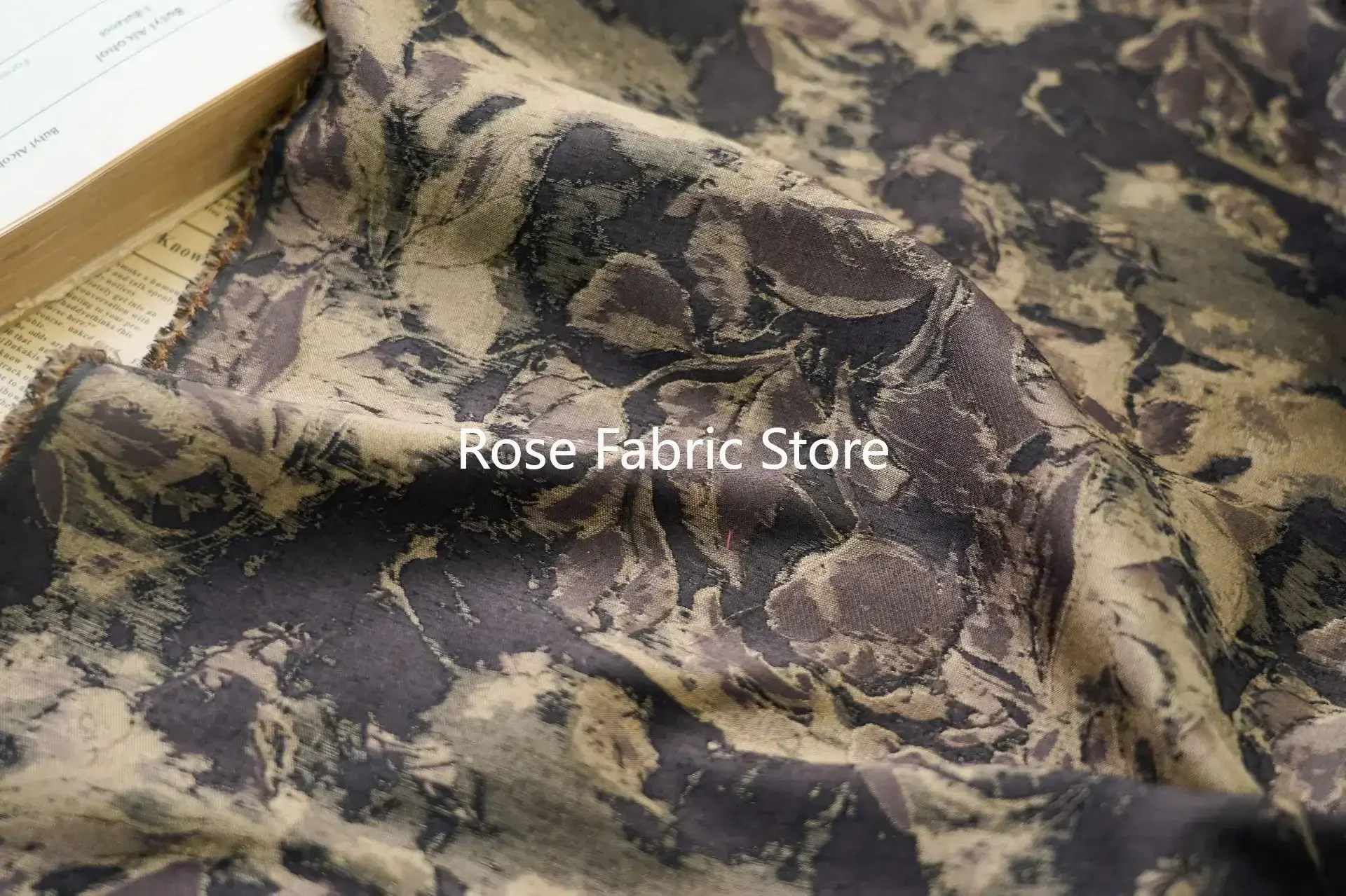 

1-метровая коричневая кофейная жаккардовая ткань в китайском стиле, жилет Cheongsam, декоративная швейная ткань