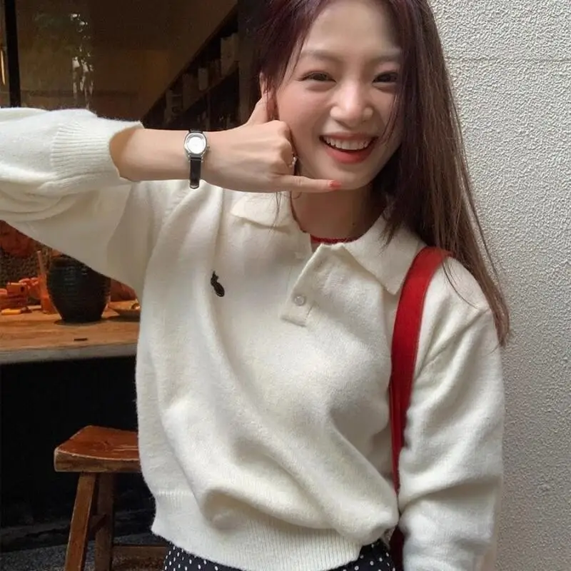 Frau Outdoor Top Kleidung Herbst Klassische Freizeit Täglich Strickwaren Pullover Neue Süße Nette Frische Kawaii Vielseitig Kurze Pendeln