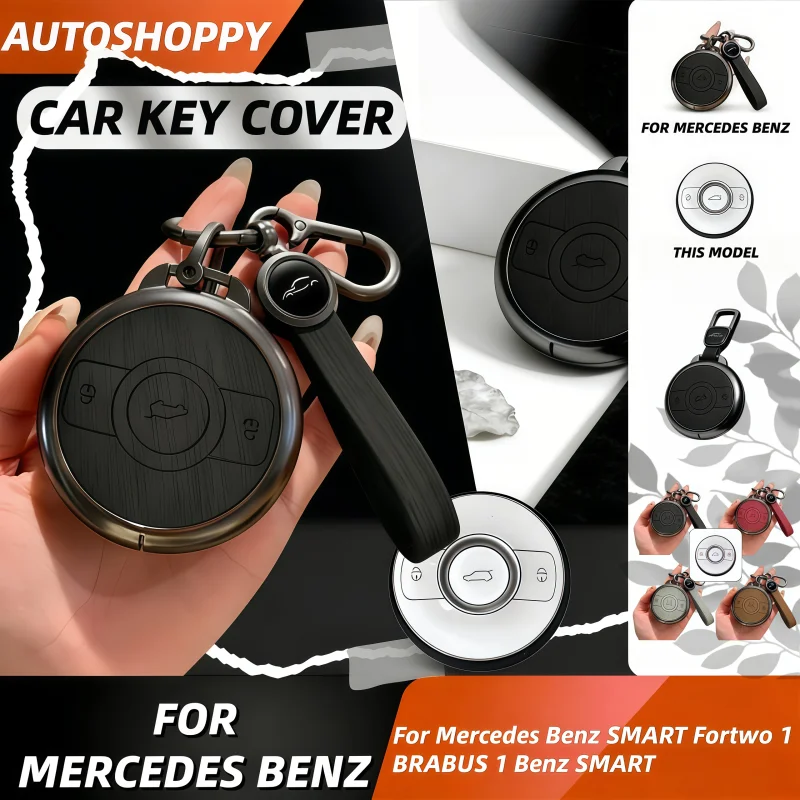 

For Mercedes Benz SMART Fortwo 1 BRABUS 1 Benz SMART 2022 2023 Holder Shell Metal Car Key Case Cover Protector Accessories