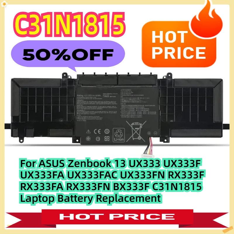 

For ASUS Zenbook 13 UX333 UX333F UX333FA UX333FAC UX333FN RX333F RX333FA RX333FN BX333F C31N1815 Laptop Battery Replacement