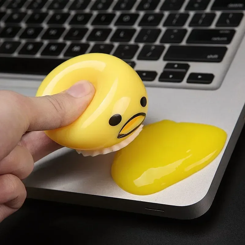 2pcs Puking Egg Yolk Stress Ball with Yellow Goop Relieve Stress Toy Funny Squeeze Tricky AntiStress Disgusting Egg  Kids Gift