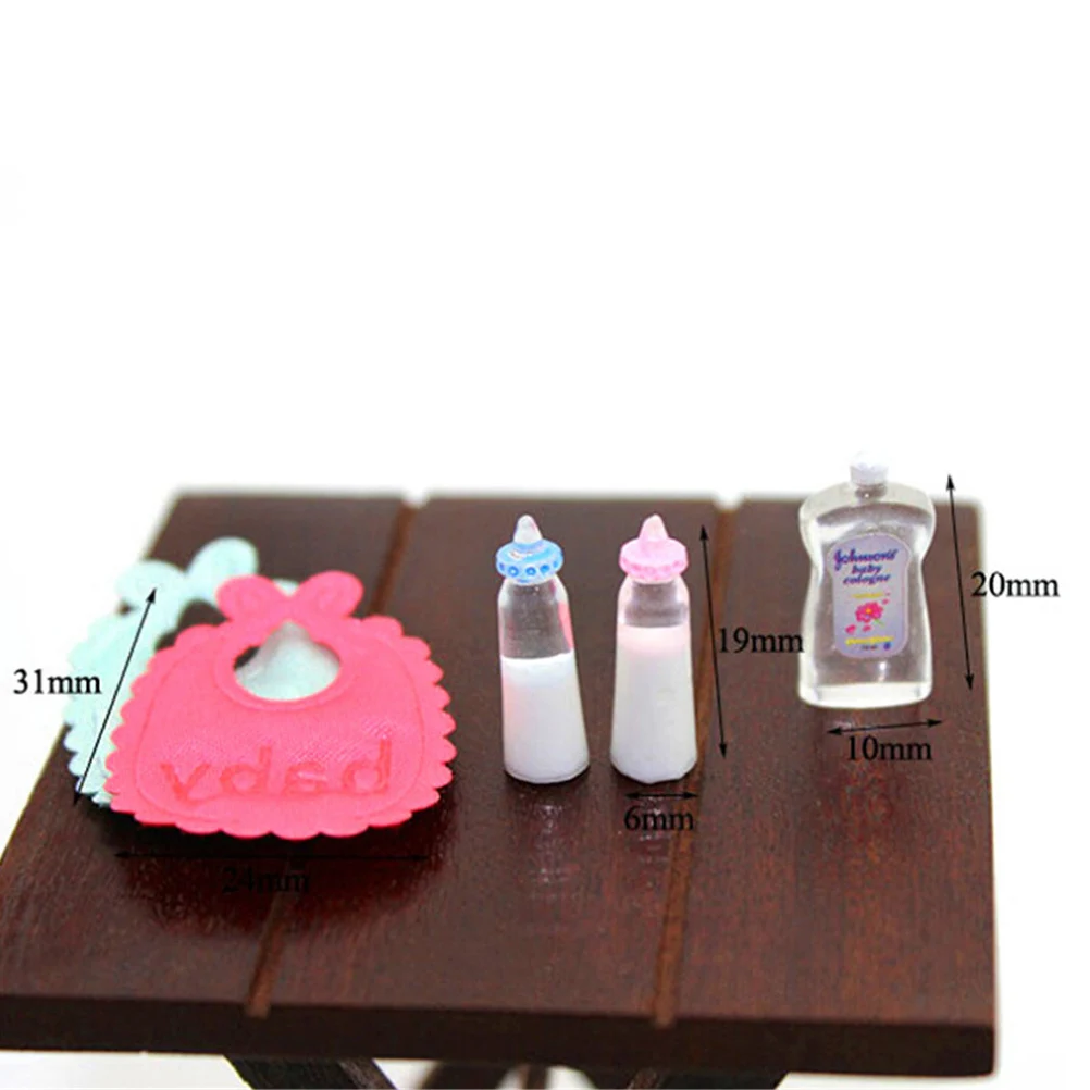1/6 1/12 1:12 ตุ๊กตา House Miniature เด็กขวดแชมพู Bibs ชุดเนอสเซอรี่อุปกรณ์เสริมสําหรับสาวของขวัญ
