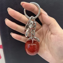 Cute Cherry Decorative For Bag Glitter Resin Red  Apple Pendant For Handbags Shoulder Bags Keychain Charm Festive Gift