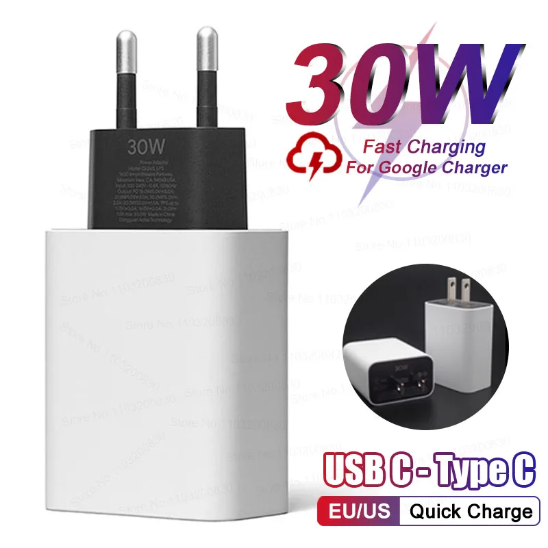 

PD 30W Charger For Google Pixel 9 8 7 6 Pro XL 6A 7A Quick Charge USB C Type C Cable 30W Fast Wall Charging Travel Phone Adapter