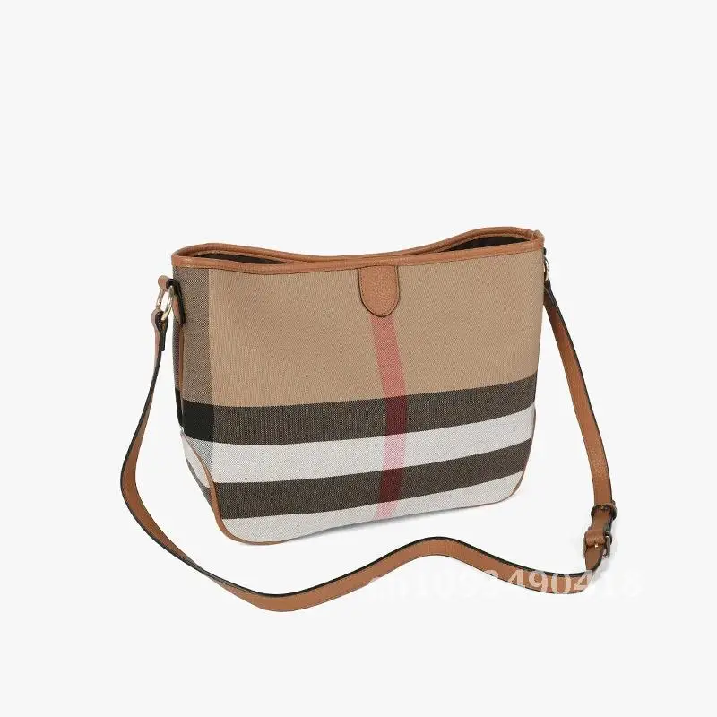 VM FASHION KISDS 2024 Bags Canvas + PU Women's Bags Leather Shoulder New High Canvas Plaid Handbags Women Luxury Quality