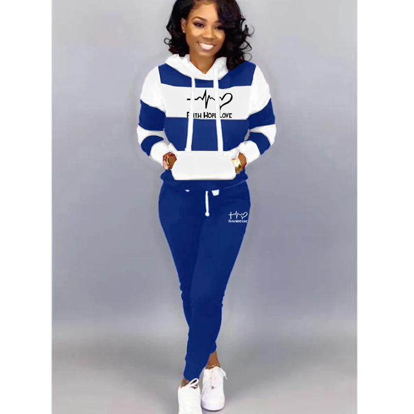 Imagem -03 - Peça Conjunto Feminino Primavera Outono Hoodies Terno Agasalho Moletom Impressão Hoodies Calças Esportivas Feminino Terno com Capuz Conjunto 2