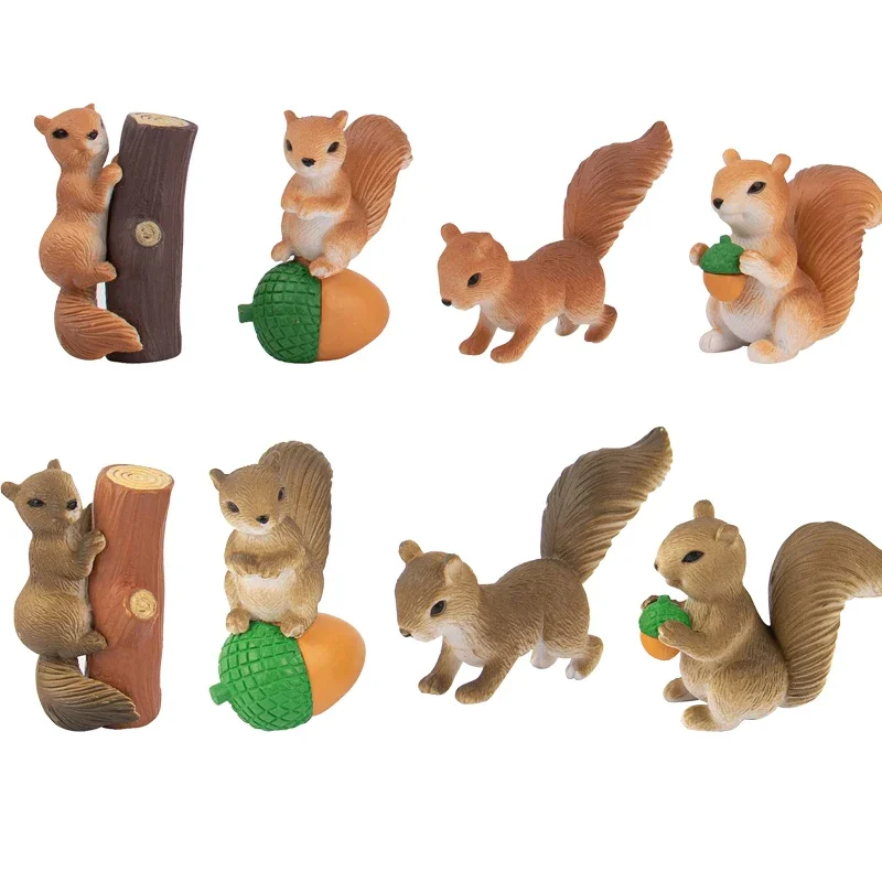 4PCS Miniature Squirrel Figures Mini Animals Playset Fairy Garden Ornaments Character DIY Crafts Figurines Decoration