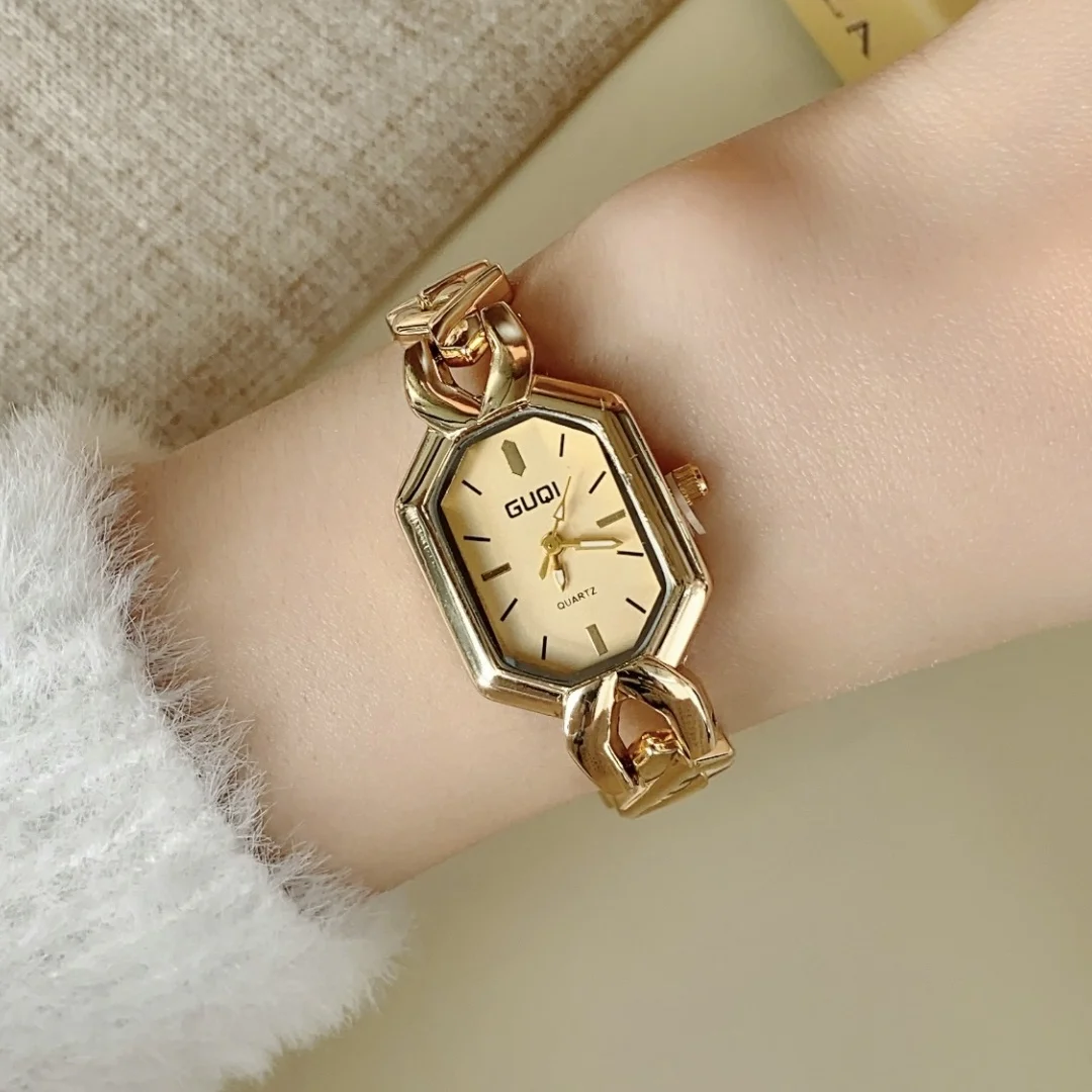 Брендовые женские часы, элегантные модные золотые часы для женщин, оригинальные кварцевые наручные часы с простым циферблатом, женские Reloj Mujer